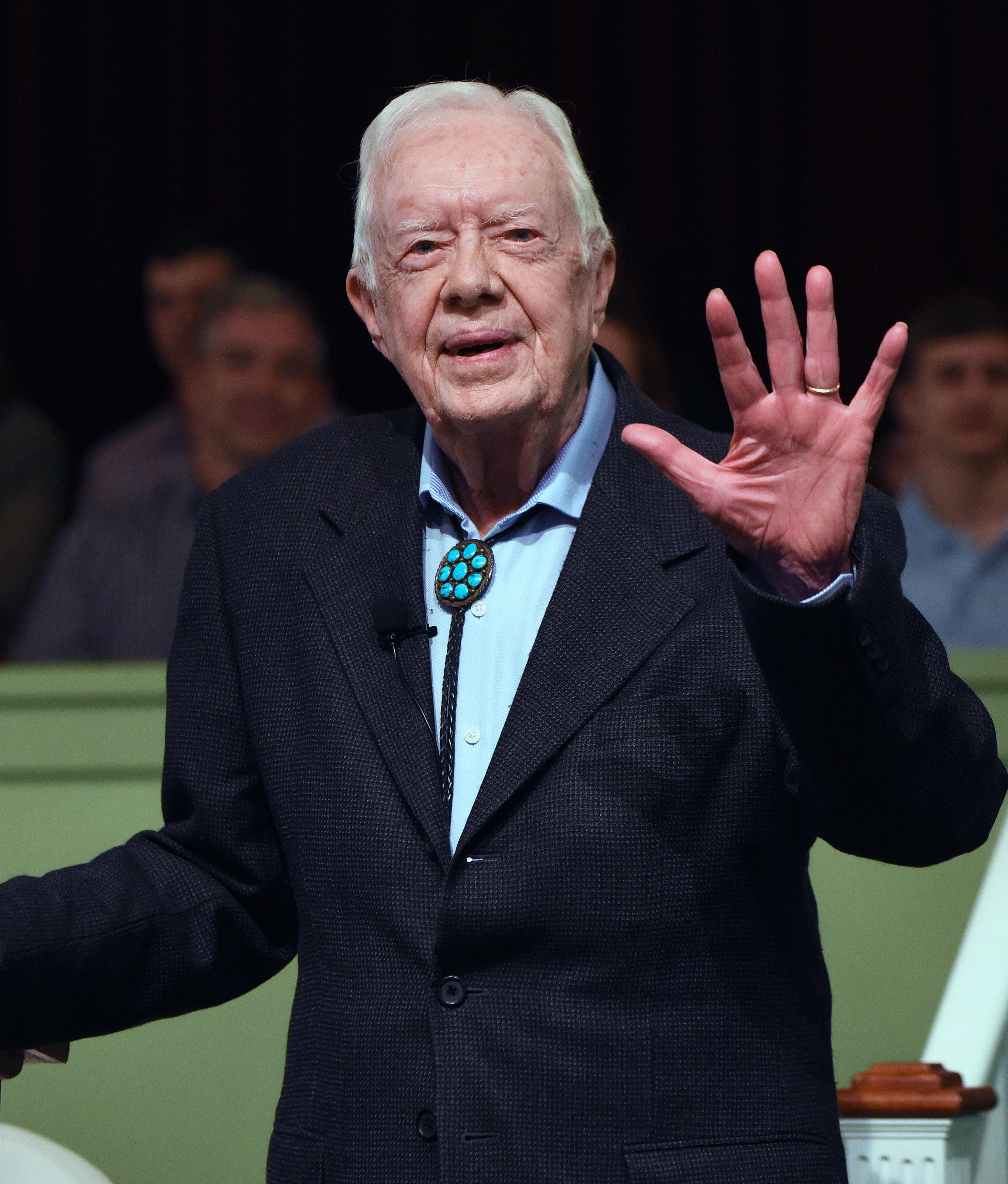 Former President Jimmy Carter addressing the congregation at Maranatha Baptist Church in Plains, Georgia on April 28, 2019 | Source: Getty Images