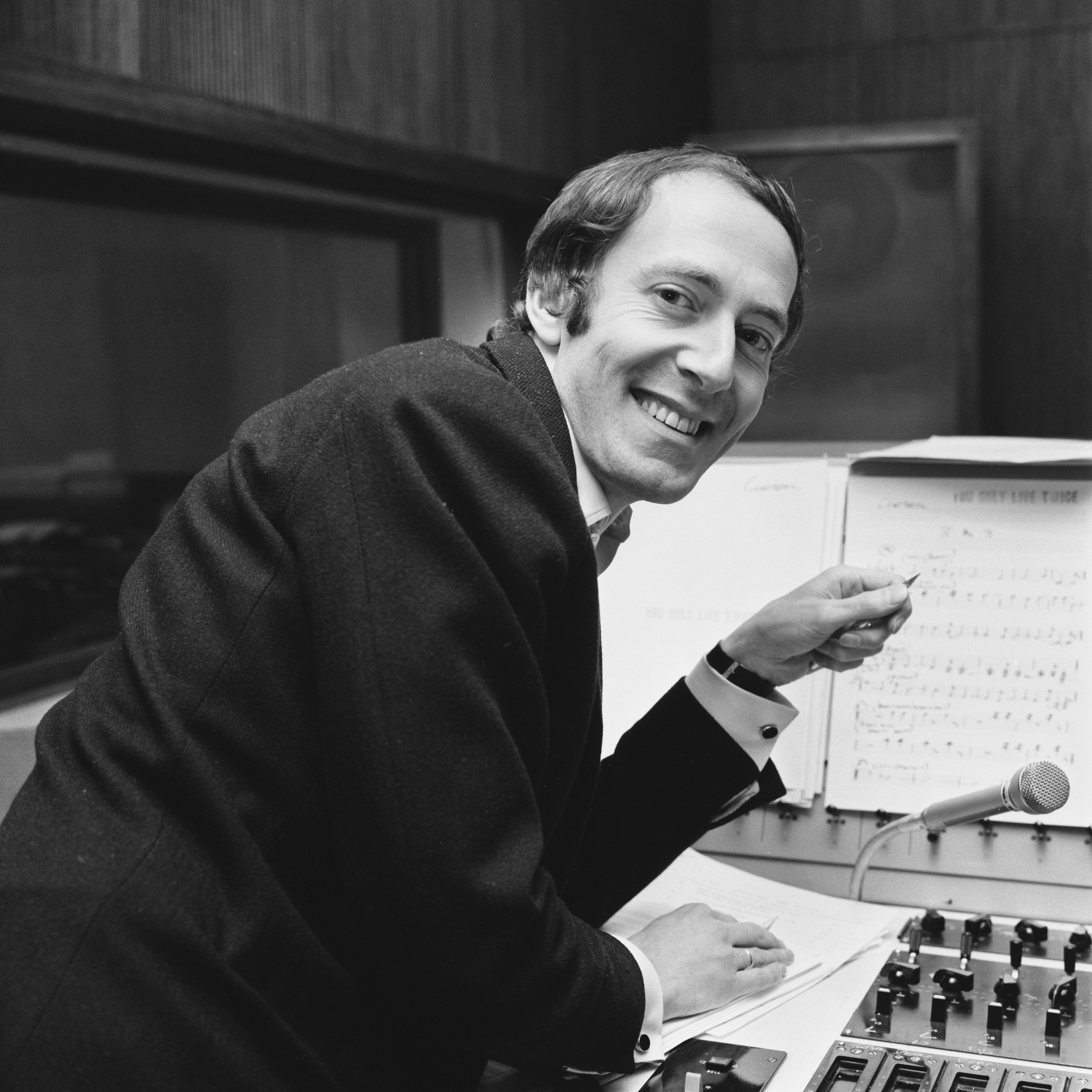 John Barry records the theme song for the James Bond film "You Only Live Twice," in April 1967 in London. | Source: Getty Images