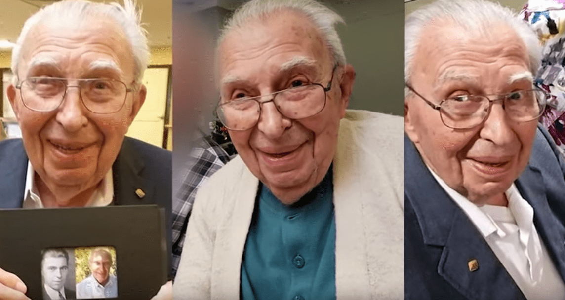Rudi Heider, hombre que sobrevivió a la gripe española, la Segunda Guerra Mundial y, a sus 107 años, el COVID-19. | Foto: YouTube/KING 5