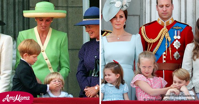 Savannah Phillips is not the first little Royal to cover a cousin's mouth on the balcony