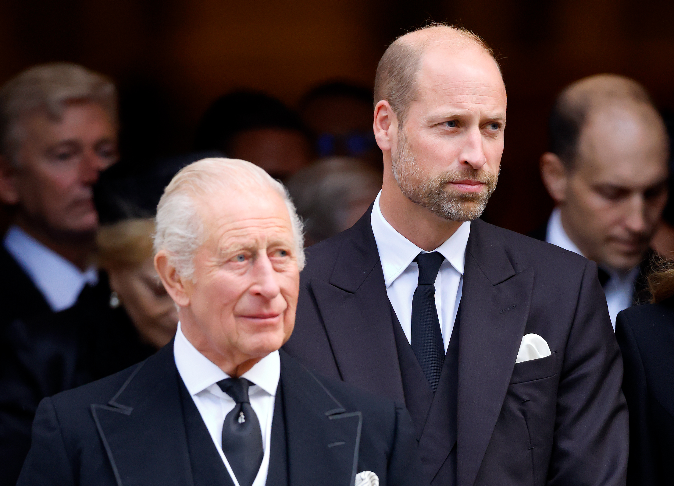 King Charles III and Prince William, Prince of Wales, attend Katharine, Duchess of Kent's Requiem Mass service at Westminster Cathedral on September 16, 2025, in London, England. | Source: Getty Images