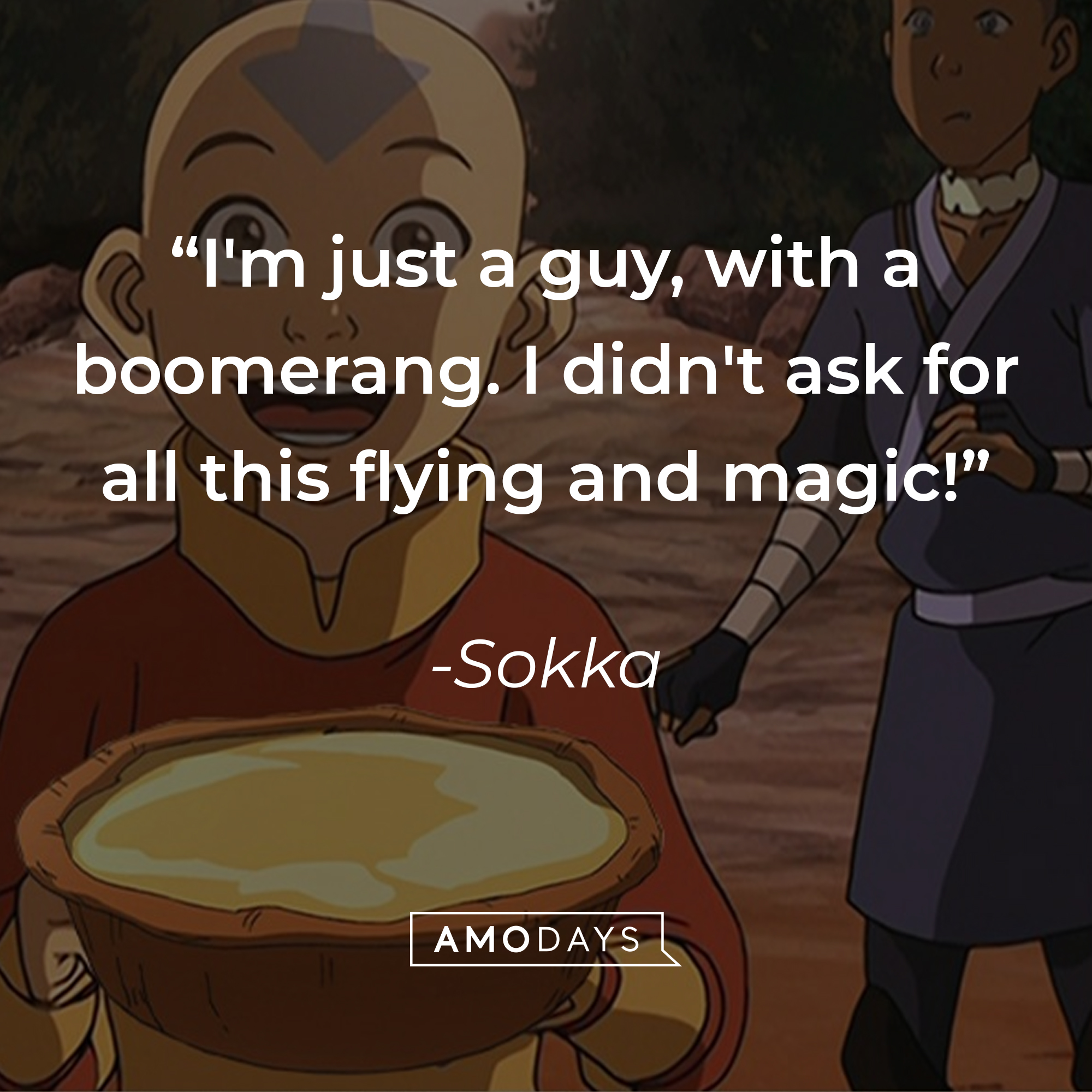 Sokka's quote: "I'm just a guy, with a boomerang. I didn't ask for all this flying and magic!" | Source: facebook.com/avatarthelastairbender