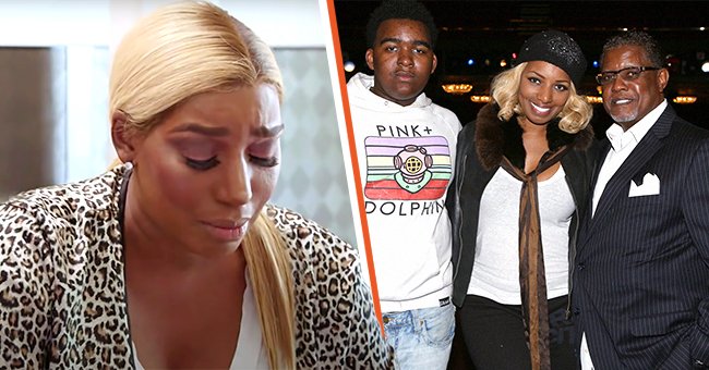 NeNe Leakes upset over her husband during an episode of "RHOA" in 2019 [Left] NeNe Leakes, Brentt Leakes and Gregg Leakes at the Broadway Debut Performance of NeNe Leakes in "Rodgers + Hammerstein's Cinderella" in 2014, New York City [Right]. | Photo: YouTube/Hayu & Getty Images 