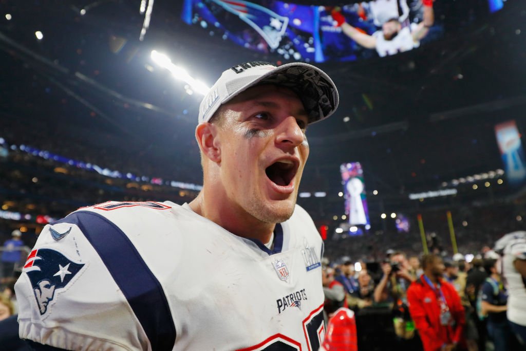  Rob Gronkowski #87 of the New England Patriots celebrates his team's victory in the Super Bowl LIII at Mercedes-Benz Stadium on February 3, 2019 | Photo: Getty Images