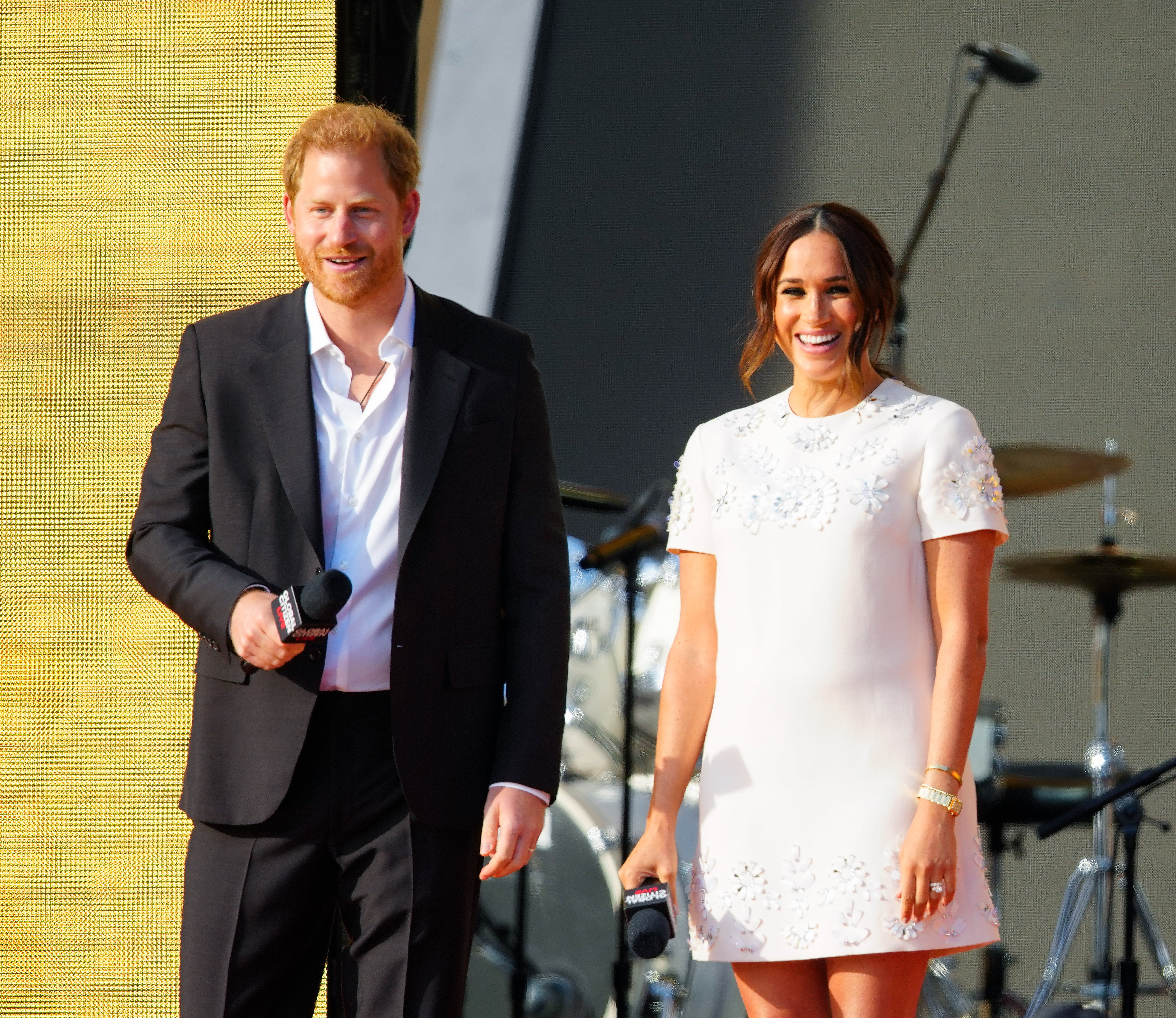 Prince Harry and Meghan Markle speak on stage at Global Citizen Live: New York on September 25, 2021 in New York City. | Source: Getty Images