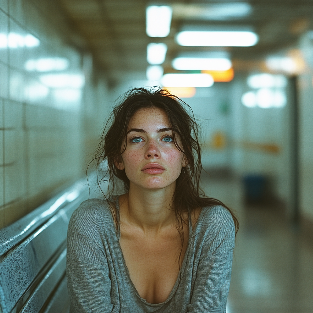 A devastated woman in the hospital | Source: Midjourney