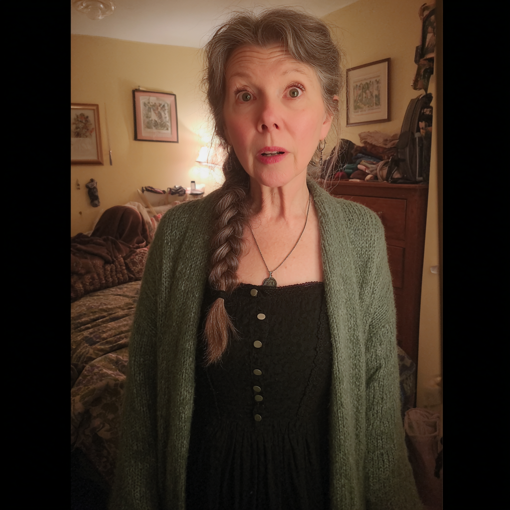 A shocked woman standing in a bedroom | Source: Midjourney