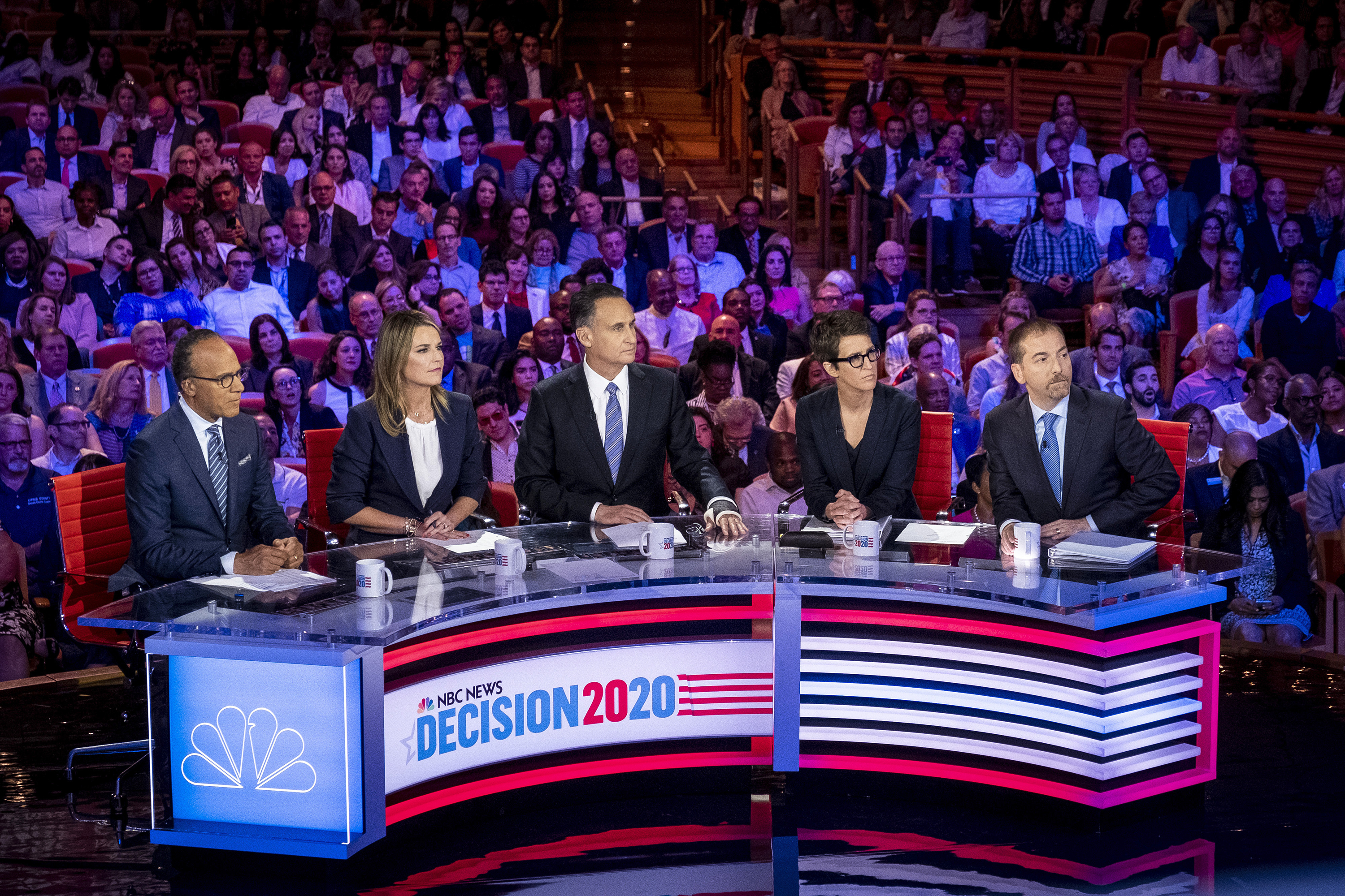 Several hosts on the second night of the first Democratic debate of the 2020 Presidential election in Miami, FLorida, on Thursday June 27, 2019. | Source: Getty Images