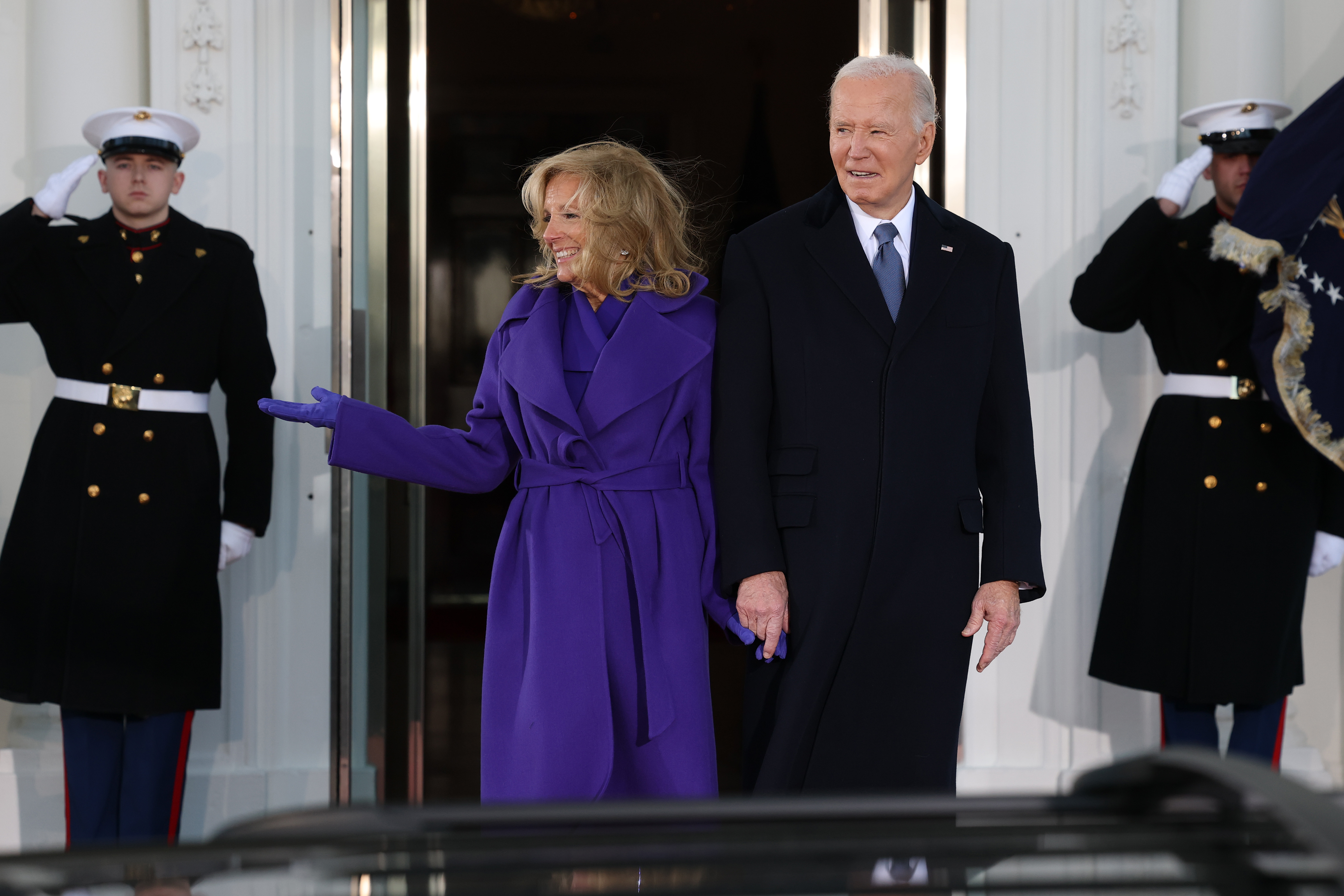 Jill and Joe Biden at the White House ahead of inauguration ceremonies on January 20, 2025, in Washington, D.C. | Source: Getty Images