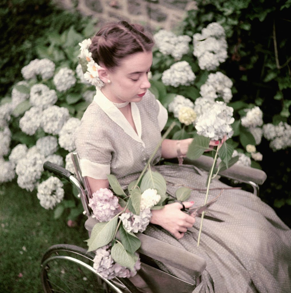 Susan Peters Cutting Hydrangeas circa 1950s | Source: Getty Images