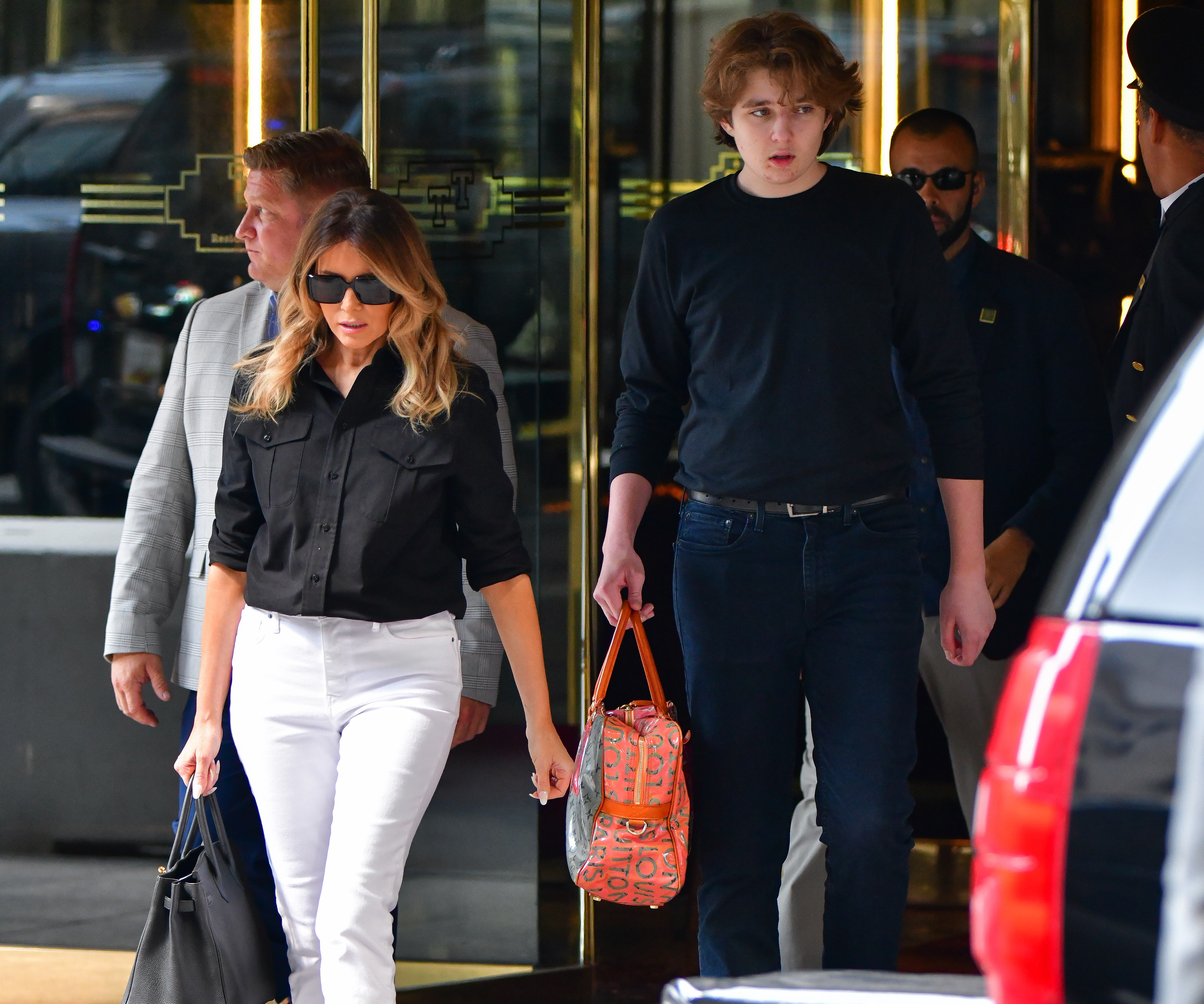 Melania and Barron Trump leave Trump Tower in Manhattan on July 7, 2021, in New York City. | Source: Getty Images
