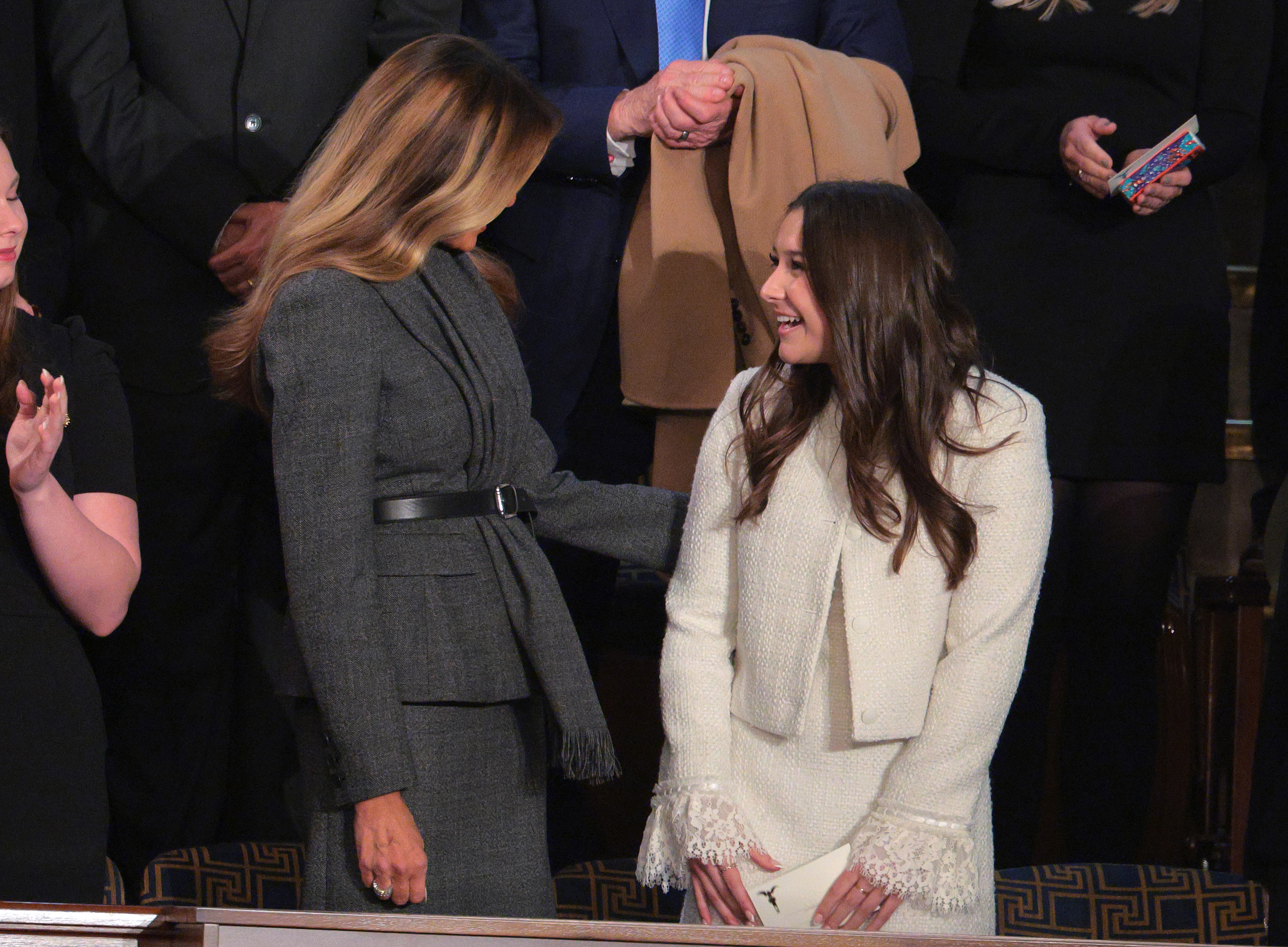 Melania Trump and Elliston Berry attend Donald Trump's address to a joint session of Congress at the US Capitol in Washington, DC | Source: Getty Images