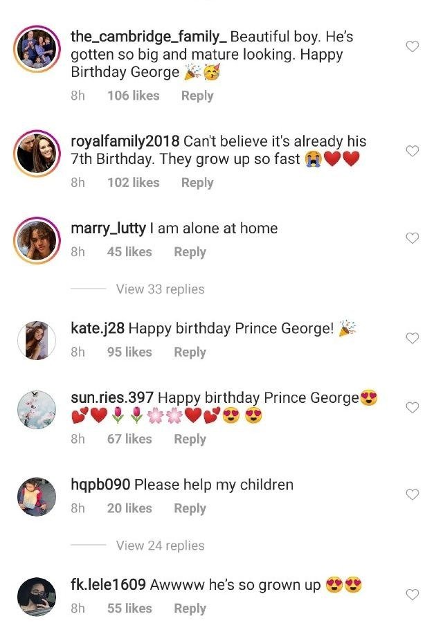 Royal fans comment on Prince George's photo ahead of his seventh birthday on July 22, 2020 | Photo: Instagram/kensingtonroyal