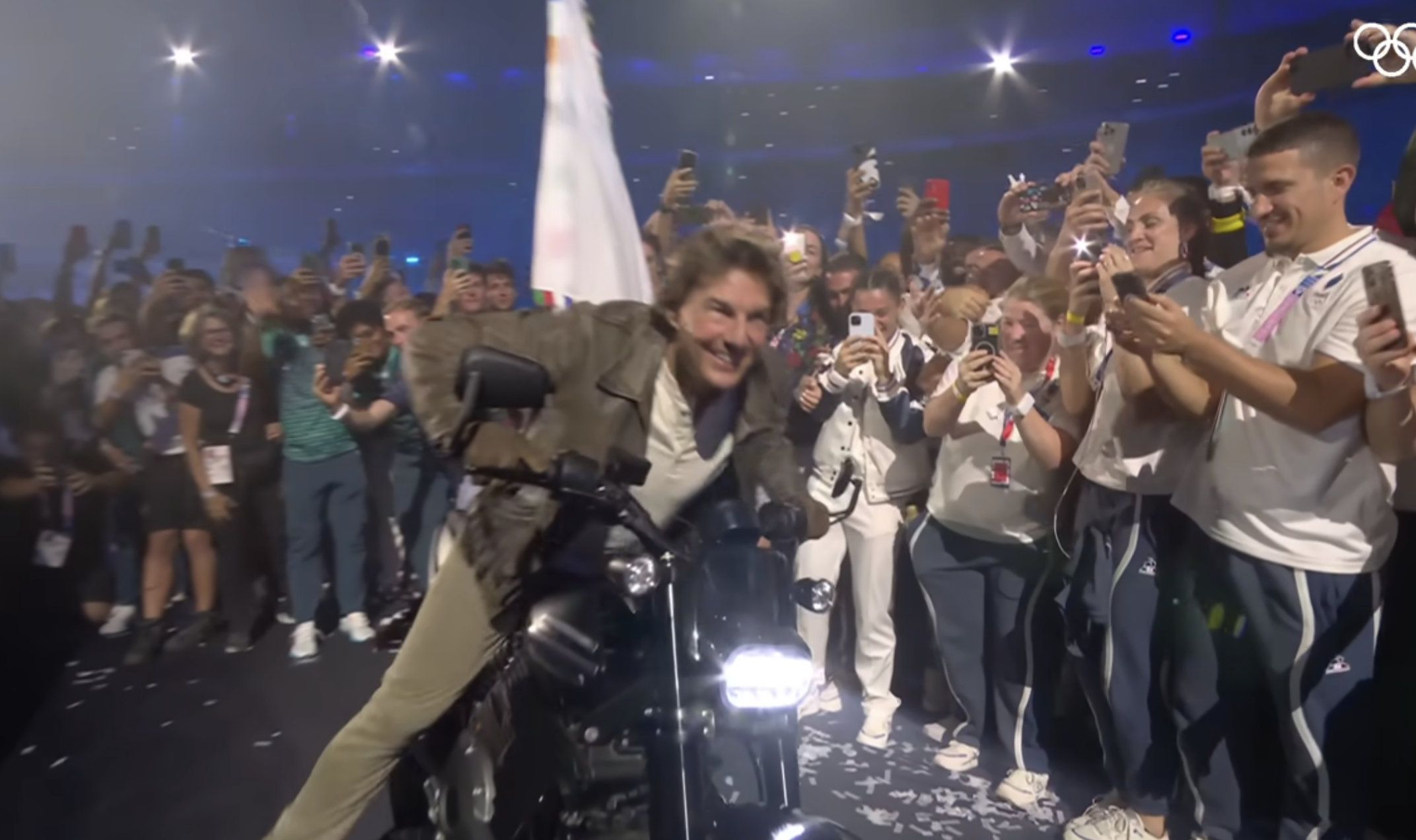 Tom Cruise on a motorbike during the closing ceremony of the Olympic Games Paris 2024 on August 11 in France. | Source: YouTube/Olympics