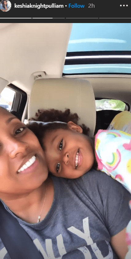 Keshia Knight Pulliam and daughter Ella on their car ride to Chick-Fil-A on her birthday. | Source: Instagram.com/keshiaknightpulliam