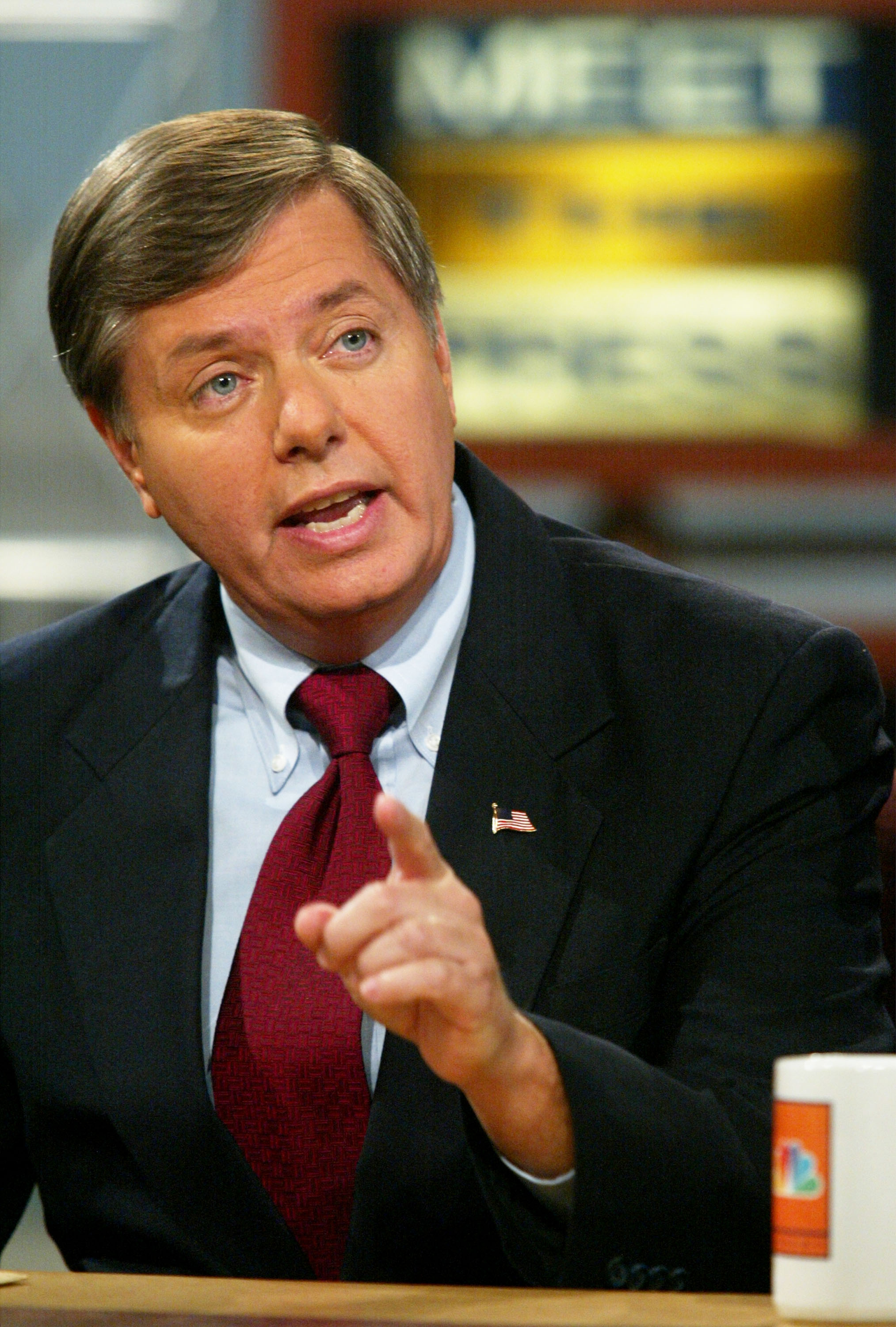 Lindsey Graham appears on NBC's "Meet the Press" in October 2002 during his campaign for the U.S. Senate. He won that election and went on to serve more than two decades in the Senate before his death at age 71. | Source: Getty Images