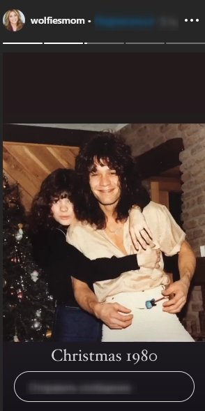 A screenshot of Valerie Bertinelli hugging her ex-husband, Eddie Van Halen | Photo: Instagram/wolfiesmom