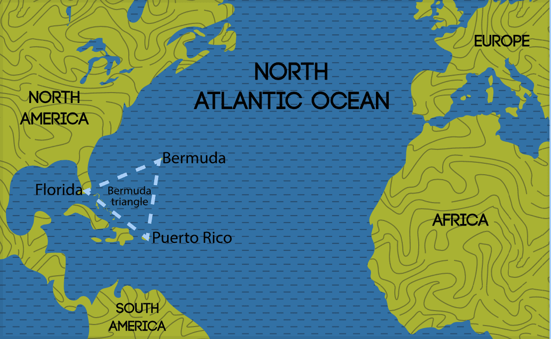 Schematic vector map of the Bermuda Triangle. | Shutterstock