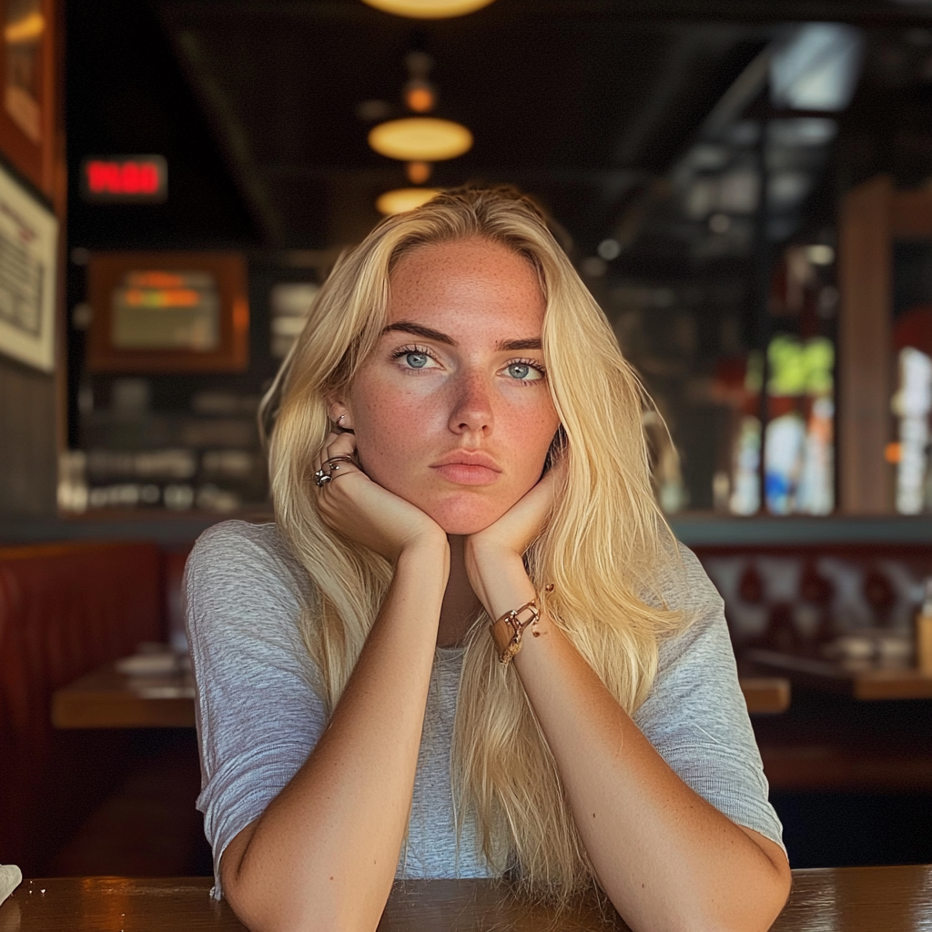 Frustrated woman in a restaurant | Source: Midjourney