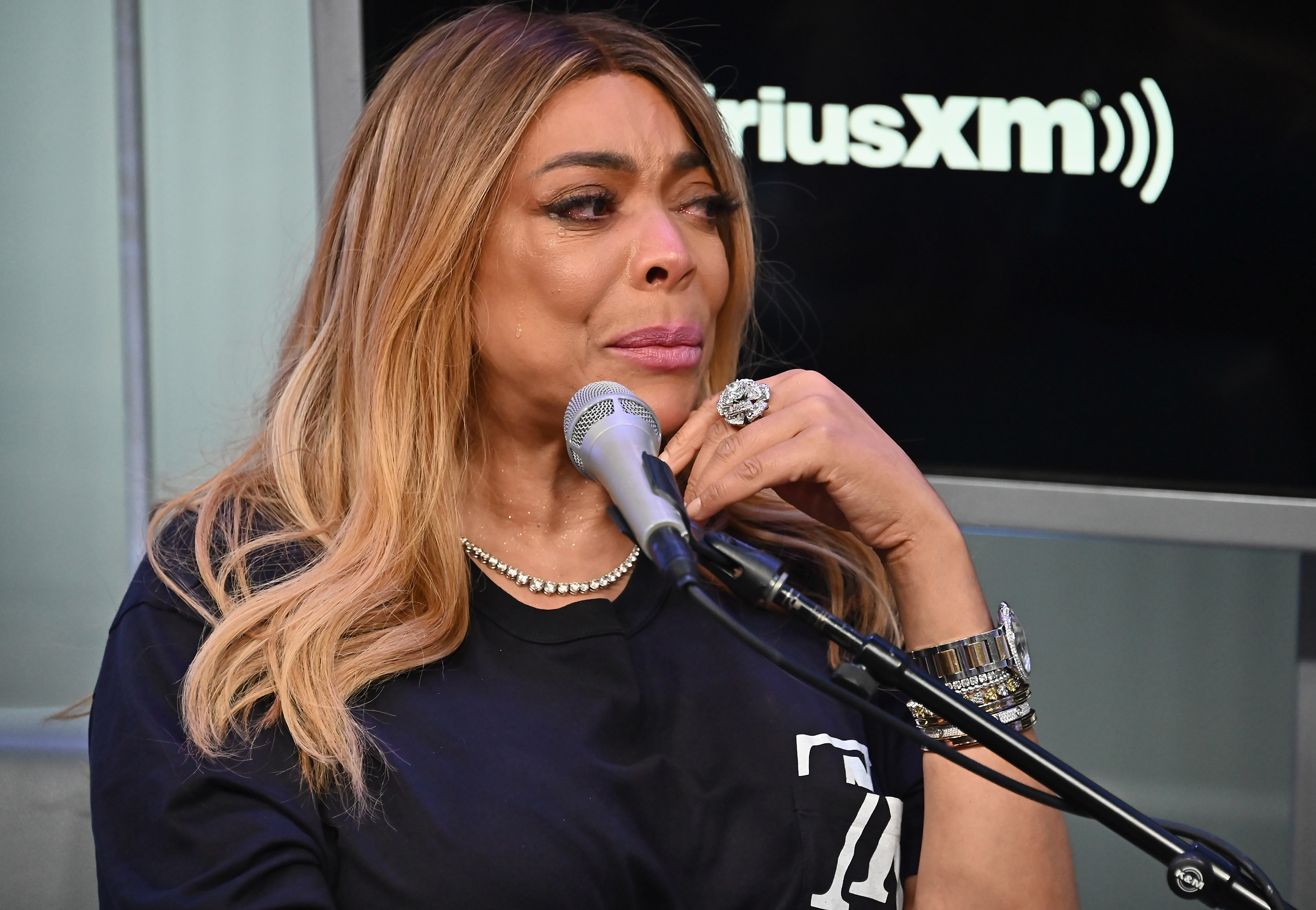 Wendy Williams getting emotional during the SiriusXM Town Hall event in New York City on July 23, 2019 | Source: Getty Images