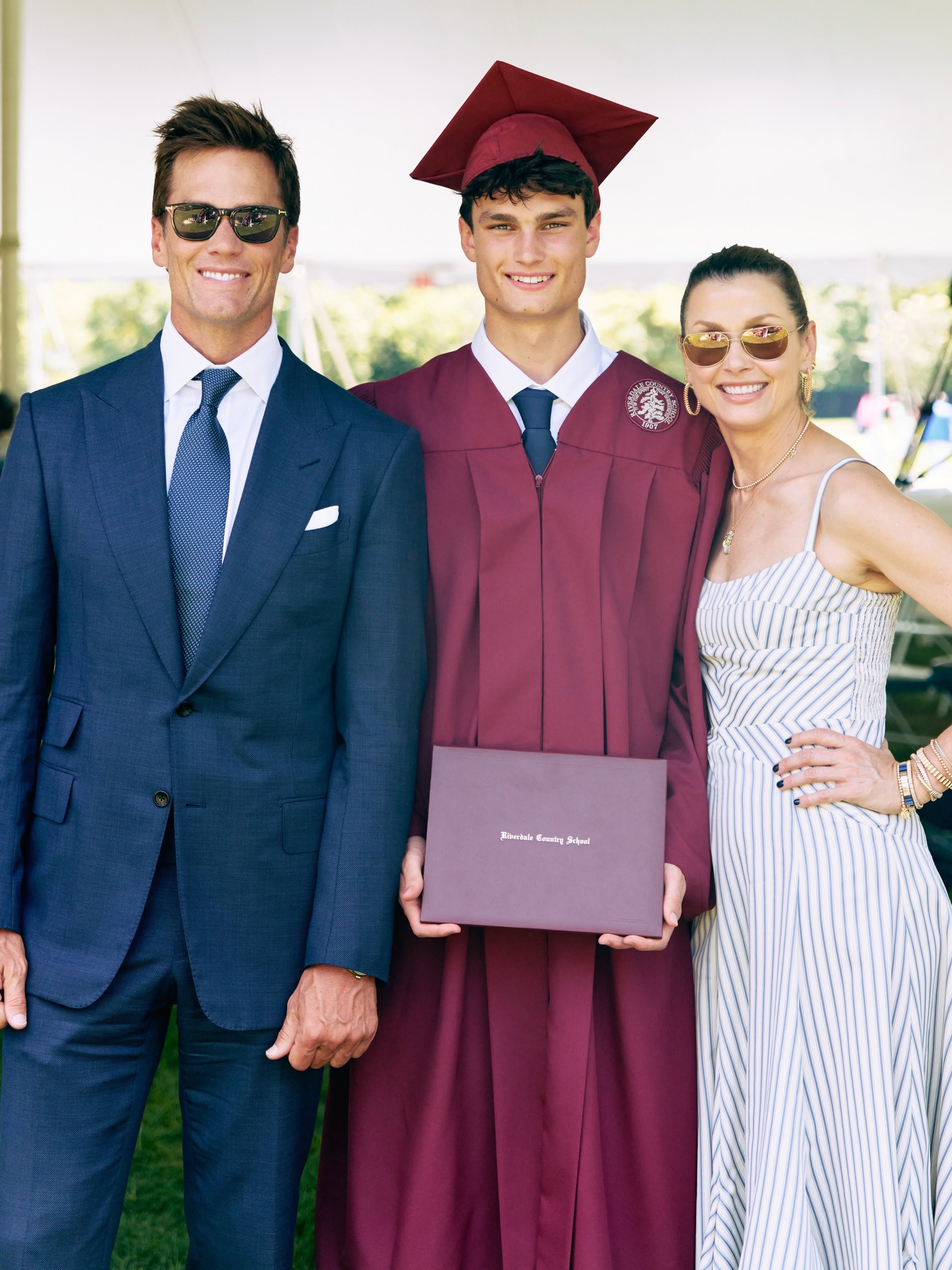 The family got together like any other to celebrate this important moment. In this photo, Tom Brady and Bridget Moynahan posed like proud parents with their son Jack Brady during his graduation in a photo shared on June 13, 2026 | Source: Facebook/Tom Brady