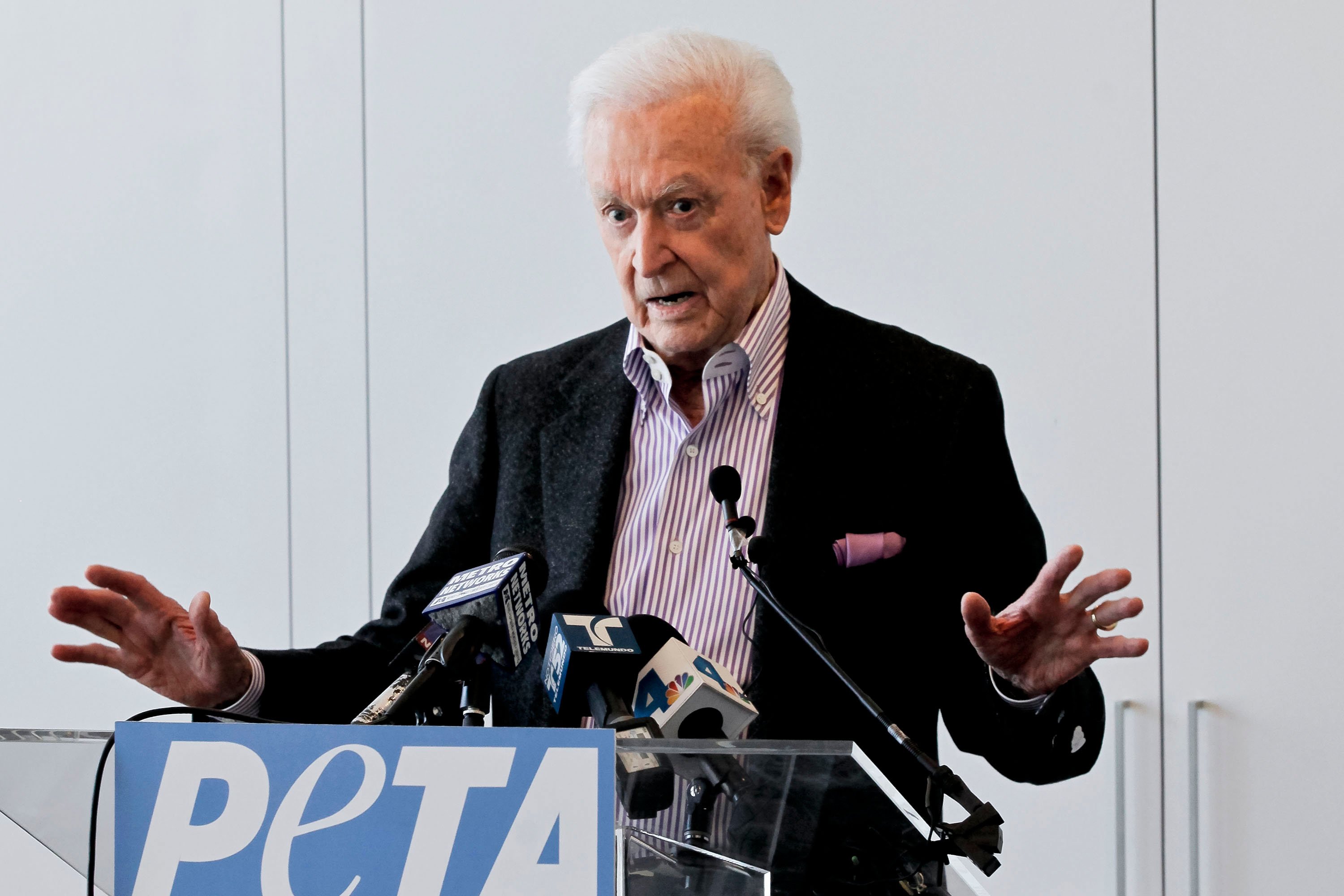 Bob Barker at press conference to reform 'No Animals Harmed' movie label at The Bob Barker Building on September 13, 2012 in Los Angeles, California | Source: Getty Images