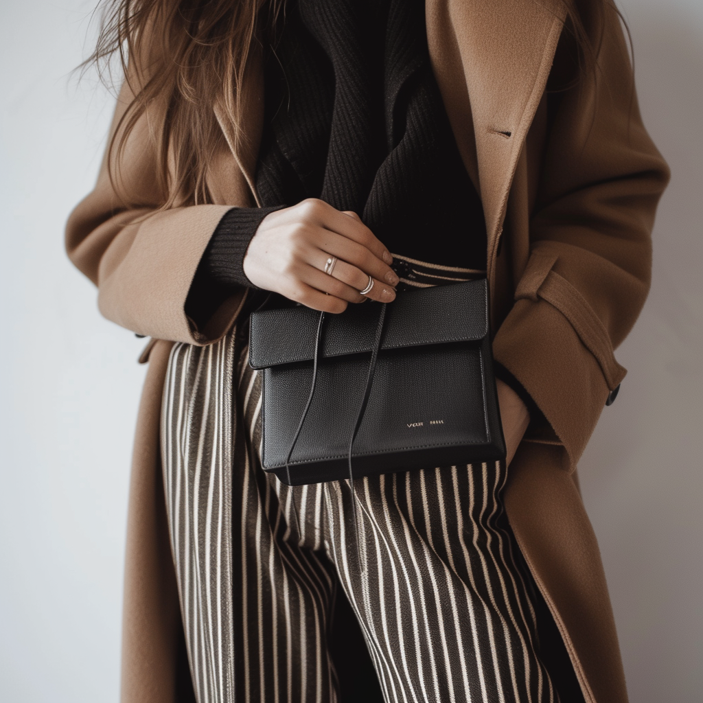 A woman holding her handbag | Source: Midjourney