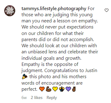 A fan commenting on Wanda Miller's post congratulating Justin Rogers on his new job on August 16, 2022 | Source: Instagram/wandamillerrogers