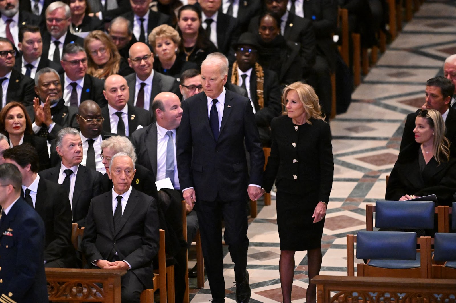 Joe Biden and Dr. Jill Biden arriving at the State Funeral Service for former U.S. President Jimmy Carter at the Washington National Cathedral in Washington, D.C., on January 9, 2025. | Source: Getty Images