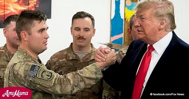 Powerful moment President meets a brave soldier in Iraq who rejoined the army because of him