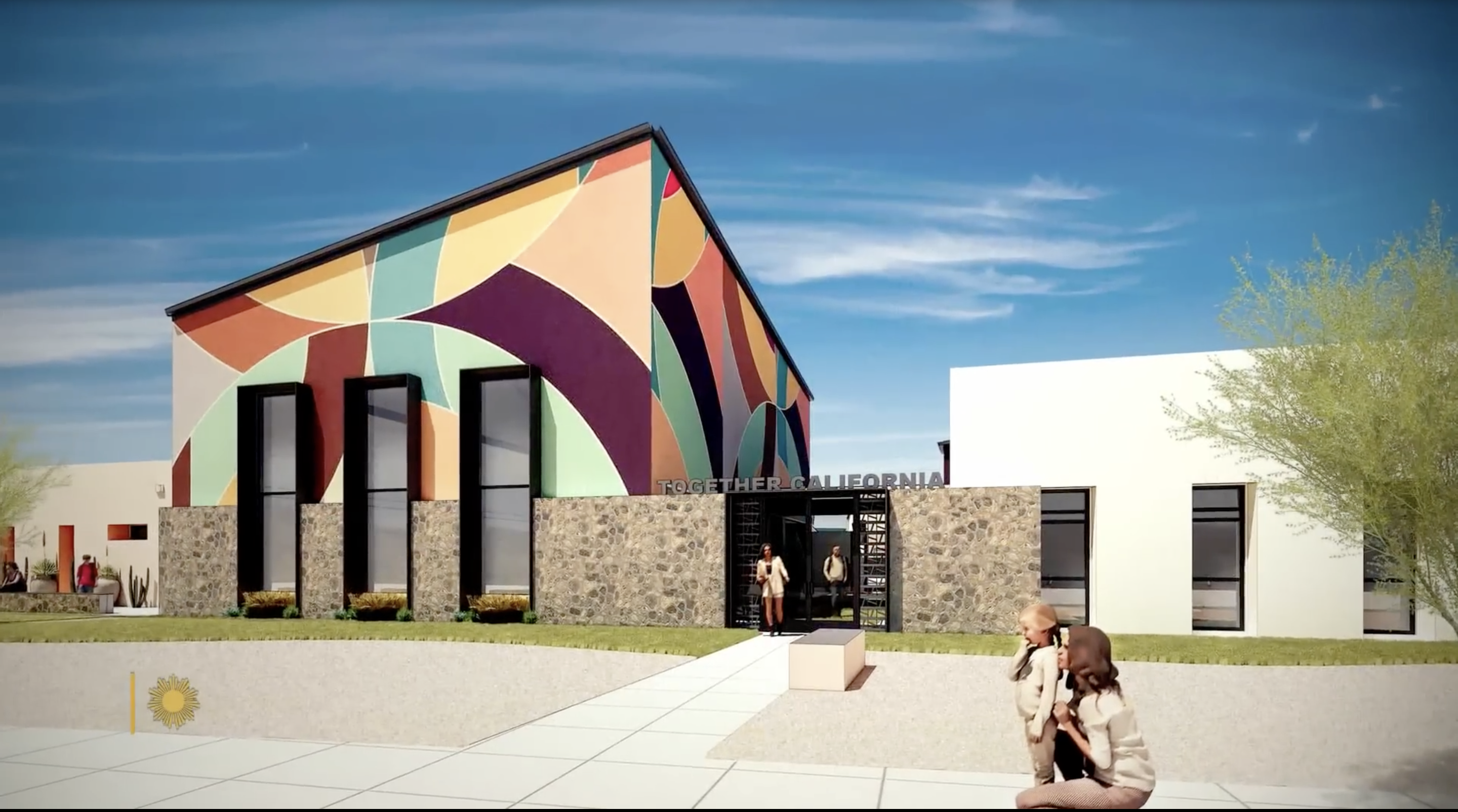 The plans for Christian Bale's Together California charity project from a post dated May 18, 2025. | Source: YouTube/CBS Sunday Morning