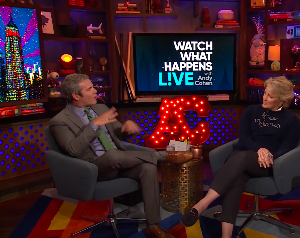 Candice Bergen telling Andy Cohen about her past date with Donald Trump during "Watch What Happens Live with Andy Cohen," posted on September 14, 2017. | Source: YouTube/Watch What Happens Live with Andy Cohen