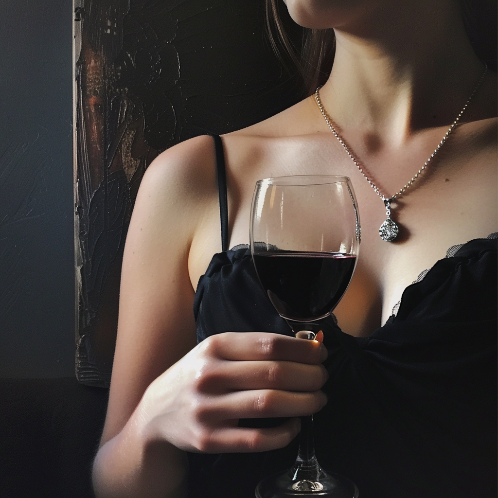 A woman holding a wine glass | Source: Midjourney