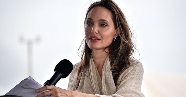  Angelina Jolie delivers a speech during a press conference after visiting a refugee camp in the border between Colombia and Venezuela , June 2019 | Source: Getty Images