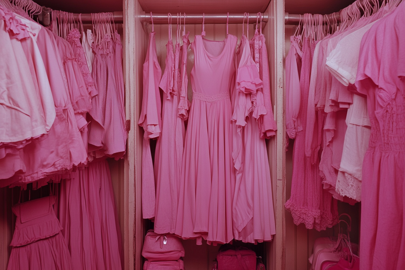 A closet with pink clothes | Source: Midjourney