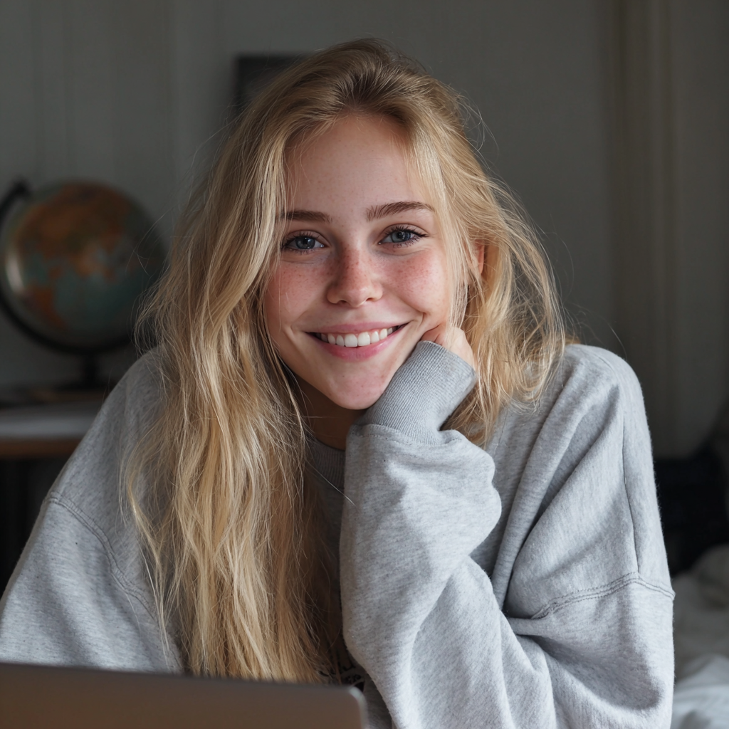 A smiling teenage girl | Source: Midjourney