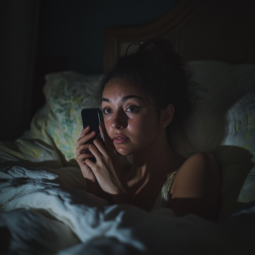 A woman using her phone | Source: Midjourney