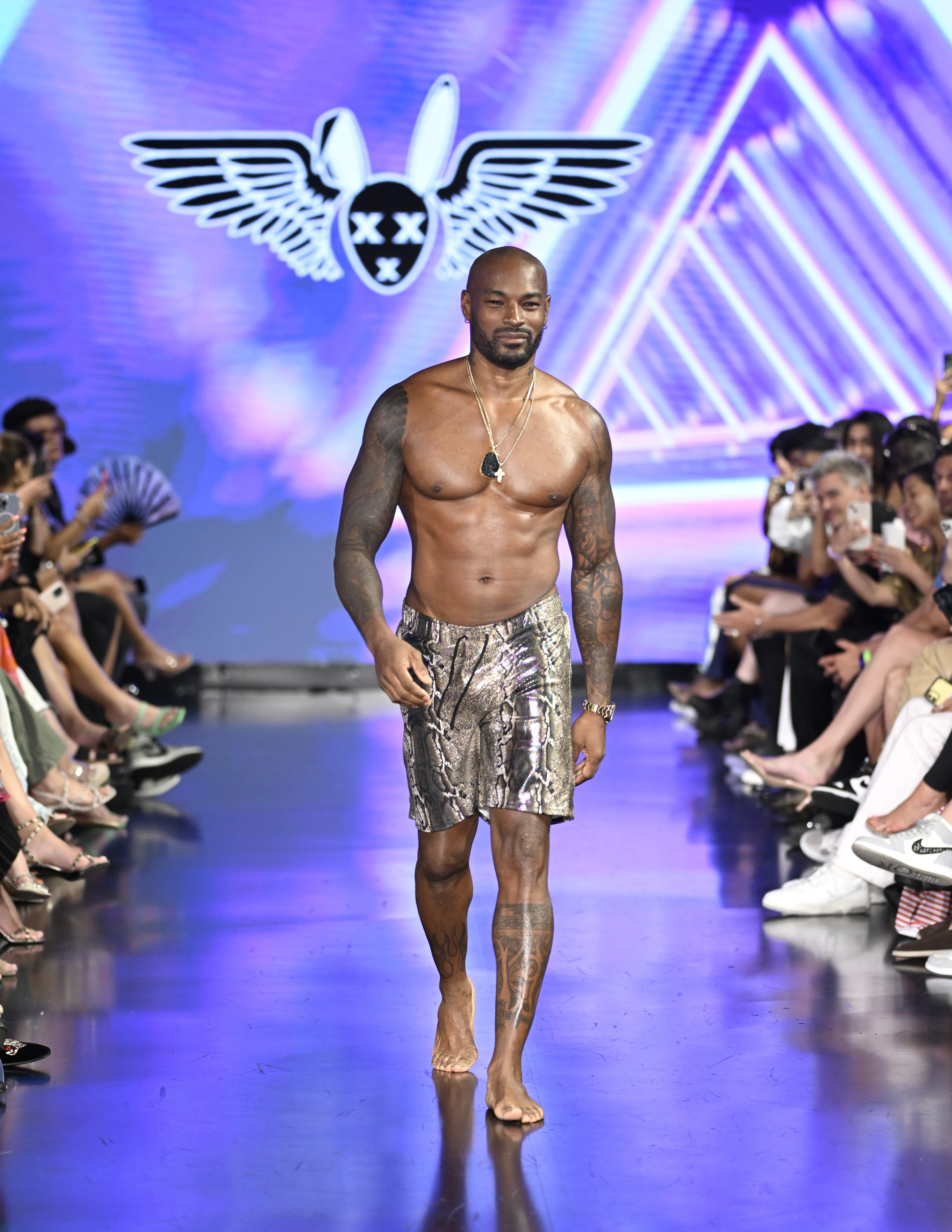 Tyson Beckford walks the runway wearing Mister Triple X + Dr. Martens at Miami Swim Week powered by Art Hearts Fashion at Faena Forum on July 17, 2022, in Miami Beach, Florida | Source: Getty Images
