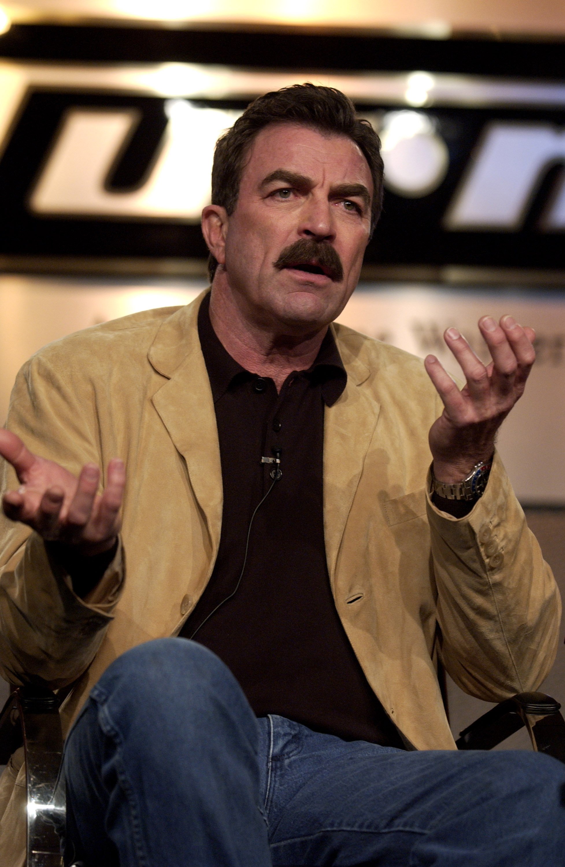Tom Selleck speaks during the 2003 National Cable & Telecommunications Assn. Press Tour at The Renaissance Hollywood Hotel, California in January 2003. | Photo: Getty Images