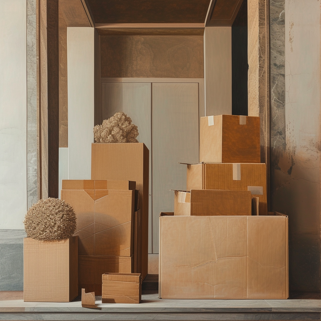 A stack of cardboard boxes | Source: Midjourney