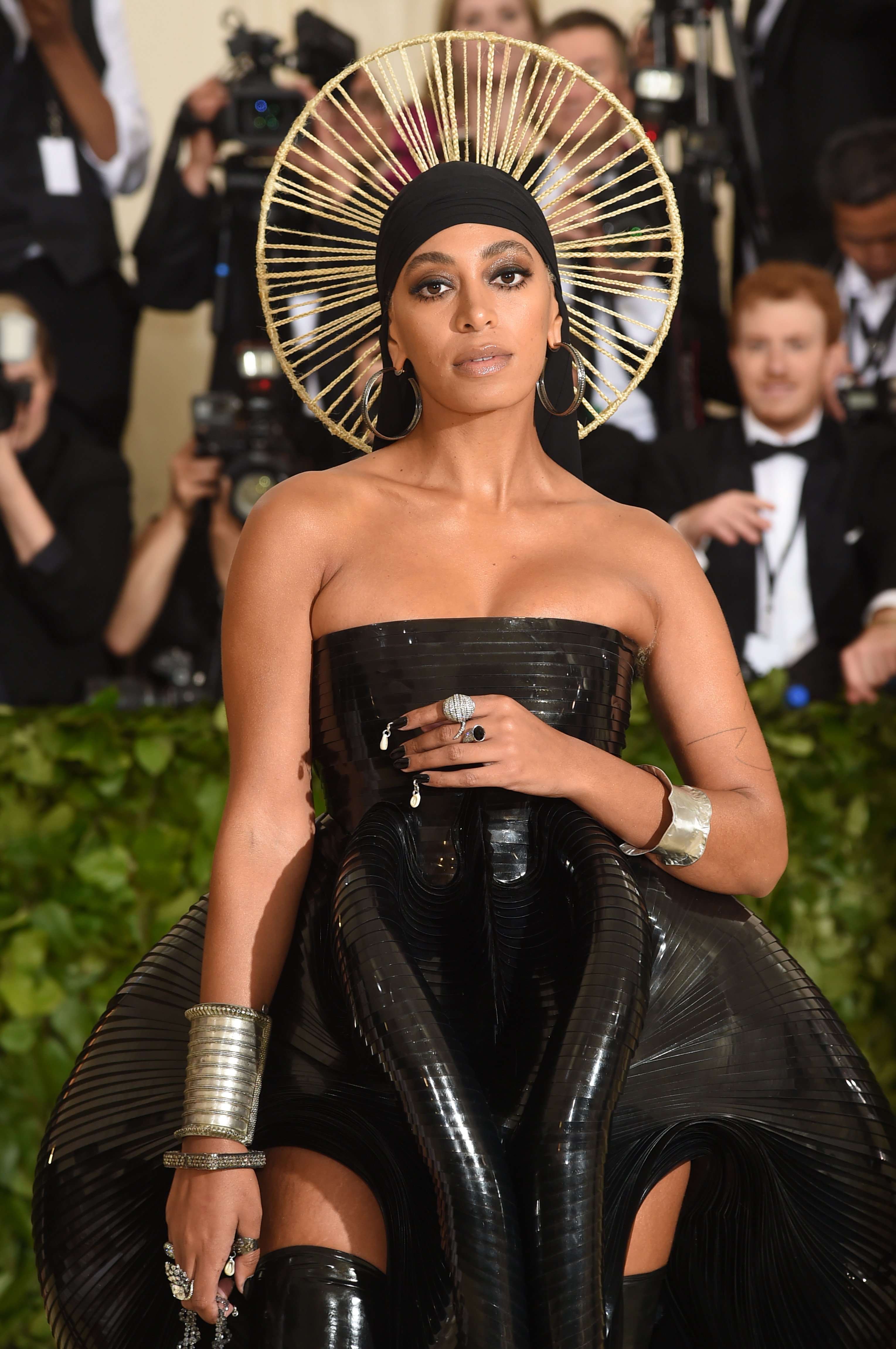 Solange Knowles attends the Heavenly Bodies: Fashion & The Catholic Imagination Costume Institute Gala at The Metropolitan Museum of Art in New York City, on May 7, 2018 | Source: Getty Images