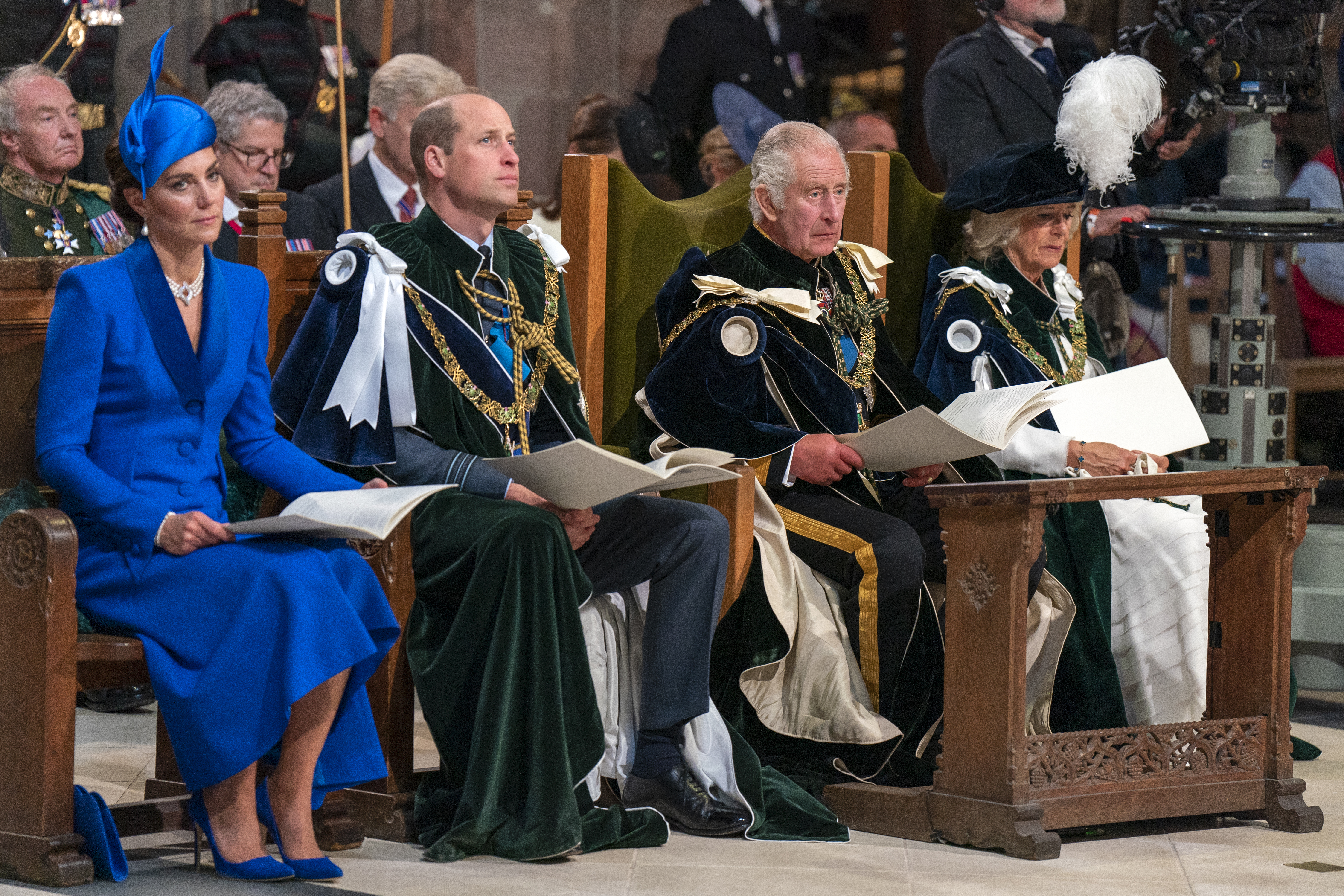 Princess Catherine, Prince William, King Charles III, and Queen Camilla at the National Service of Thanksgiving and Dedication for King Charles III and Queen Camilla, and the presentation of the Honours of Scotland on July 5, 2023 in Edinburgh, Scotland | Source: Getty Images