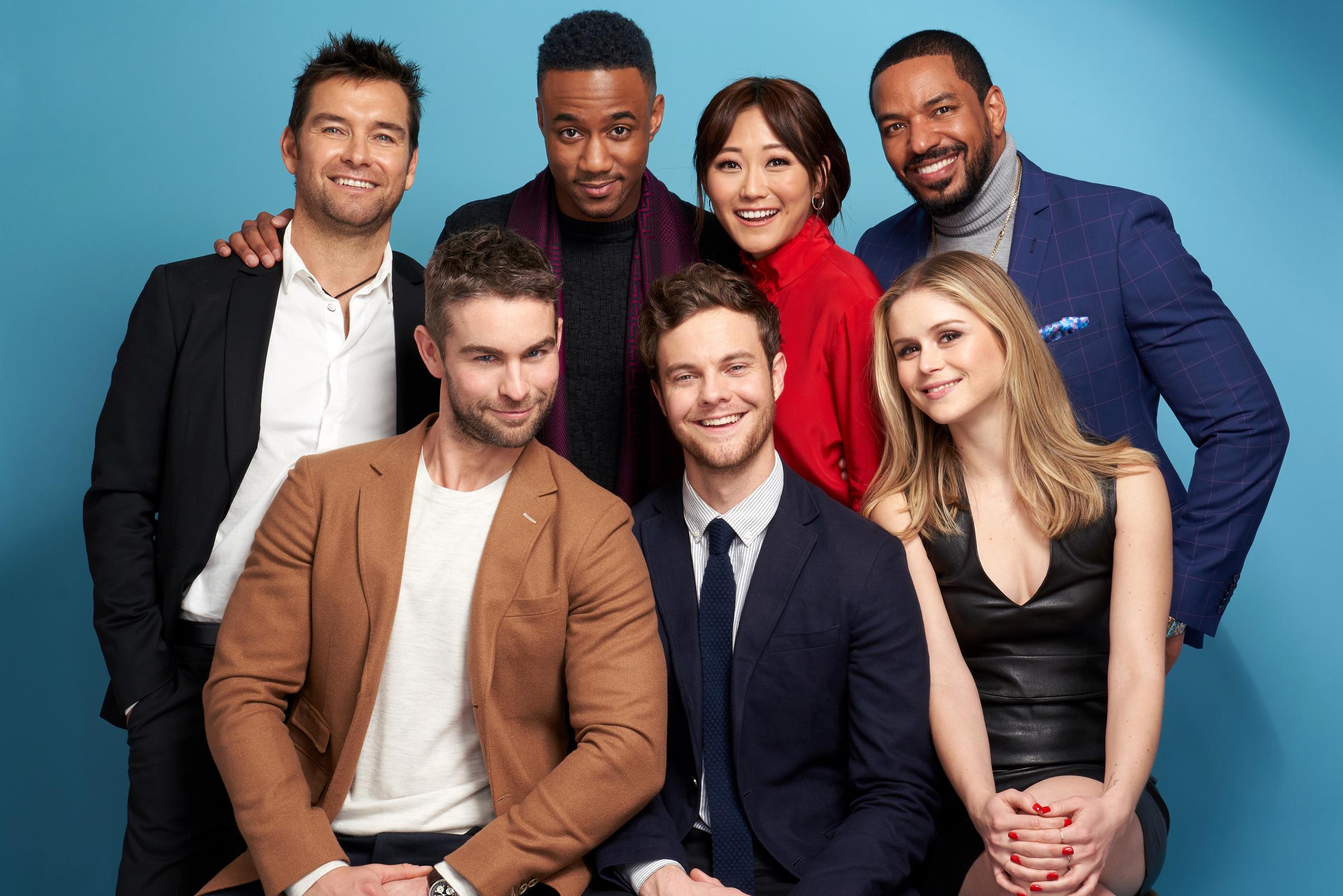 Antony Starr, Jessie Usher, Karen Fukuhara, Laz Alonso, Chace Crawford, Jack Quaid, and Erin Moriarty of "The Boys" pose for a portrait in Pasadena, California, on February 13, 2019 | Source: Getty Images