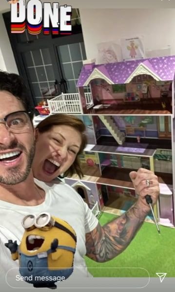 A picture of Emma Willis and her husband Matt rejoicing after the completion of their kids' doll house. | Photo: Instagram/Emmawillisofficial