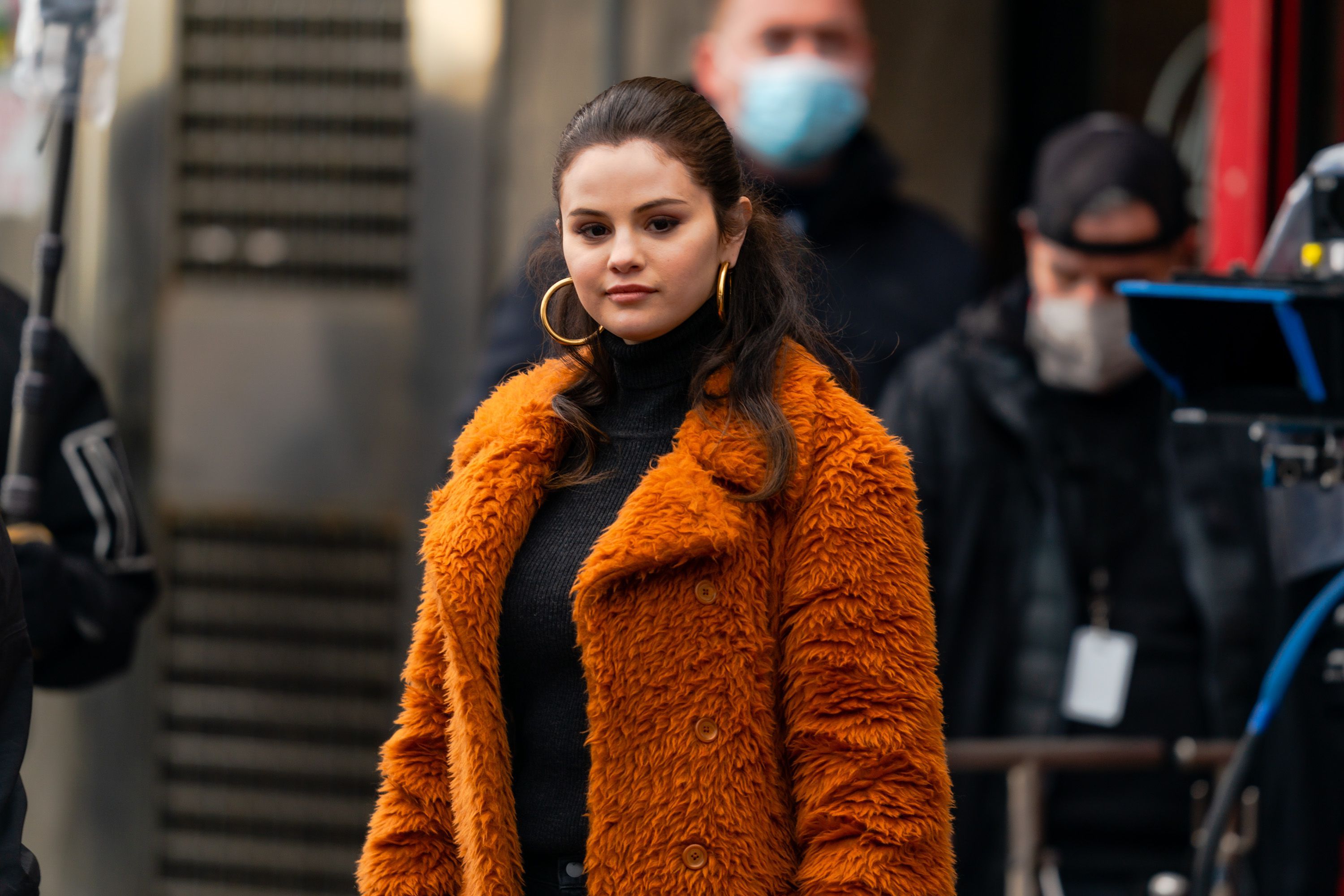 Selena Gomez on the set for "Only Murders in the Building" in Rockaway Beach on February 23, 2021, in New York City. | Source: Getty Images