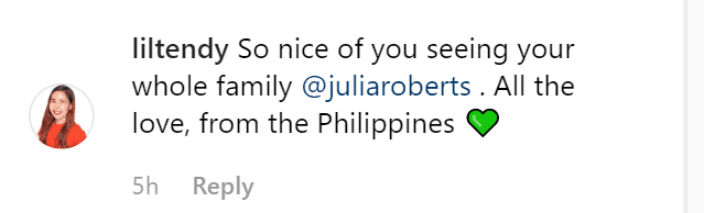 A fan's comment on Julia Roberts post. | Source: Instagram/JuliaRoberts