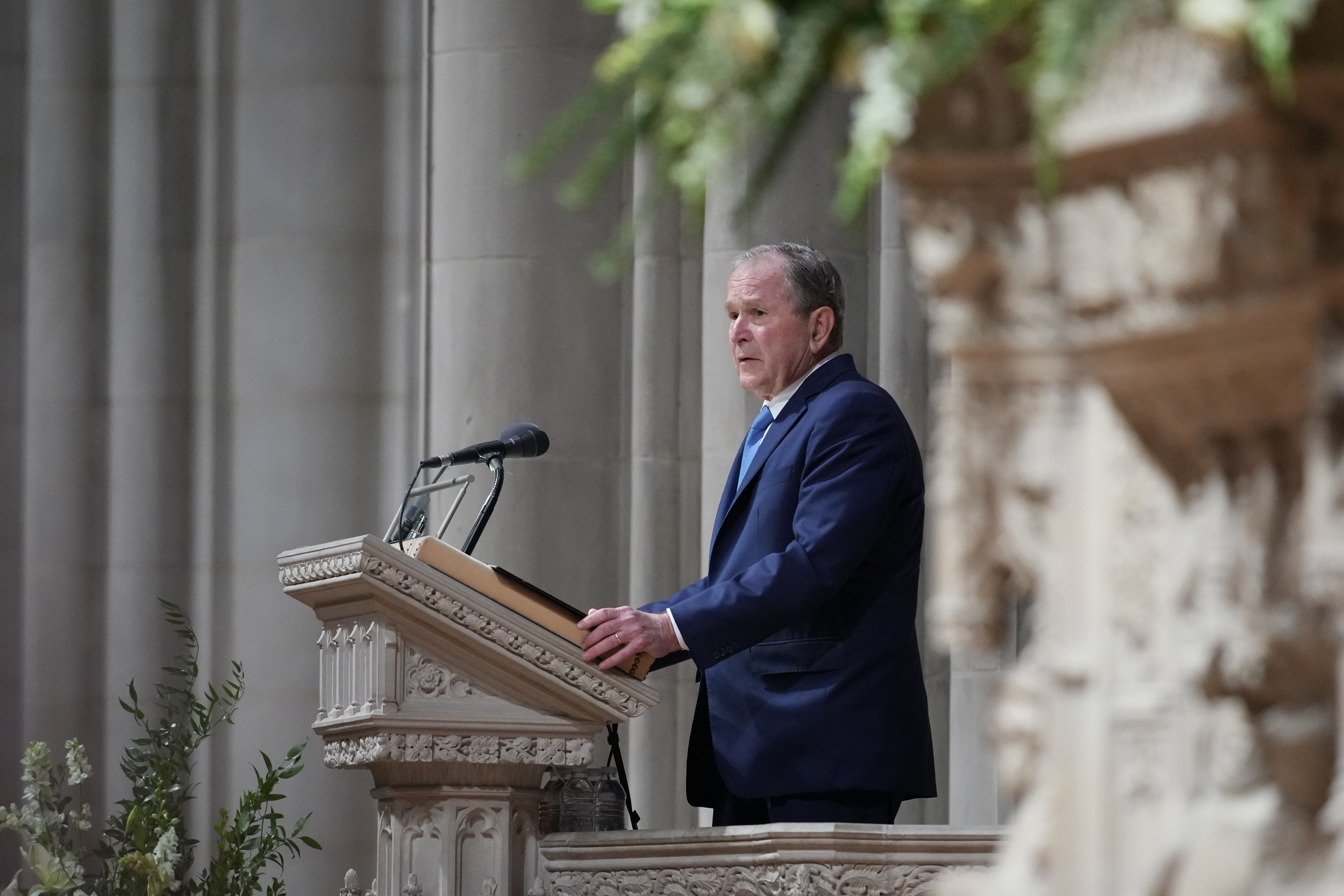 George W. Bush speaks during the funeral service for late US Vice President Dick Cheney at the Washington National Cathedral in Washington, DC, on November 20, 2025 | Source: Getty Images
