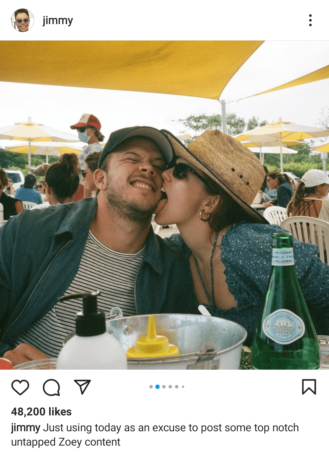 Confirmation of Jimmy Tatro and Zoey Deutch's relationship shared on Instagram on February 14, 2021 | Photo: Instagram/jimmy