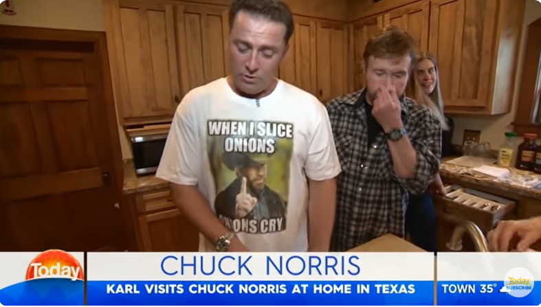 Chuck Norris and Karl Stefanovic at the actor's Texas ranch, from a video dated July 10, 2018 | Source: Youtube/@TodayShowAU