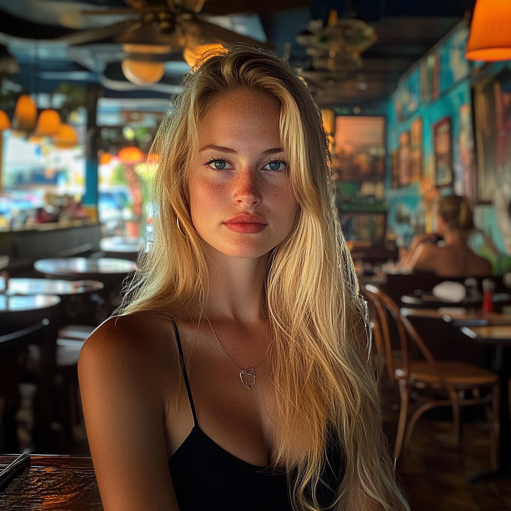 Blonde young woman in a restaurant | Source: Midjourney